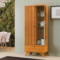 Cristaleira Ripada Versa C-led Pés Madeira Maciça - Mavaular - 3