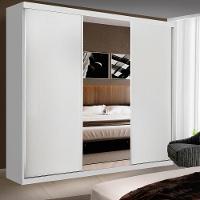 Guarda Roupa Casal 3 Portas De Correr 4 Gavetas E 3 Espelhos Barcelona Minastex Branco - 1