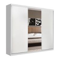 Guarda Roupa Casal 3 Portas De Correr 4 Gavetas E 3 Espelhos Barcelona Minastex Branco - 2