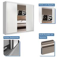 Guarda Roupa Casal 3 Portas De Correr 4 Gavetas E 3 Espelhos Barcelona Minastex Branco - 6