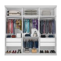 Guarda Roupa Casal 3 Portas De Correr 4 Gavetas E 3 Espelhos Barcelona Minastex Branco - 8