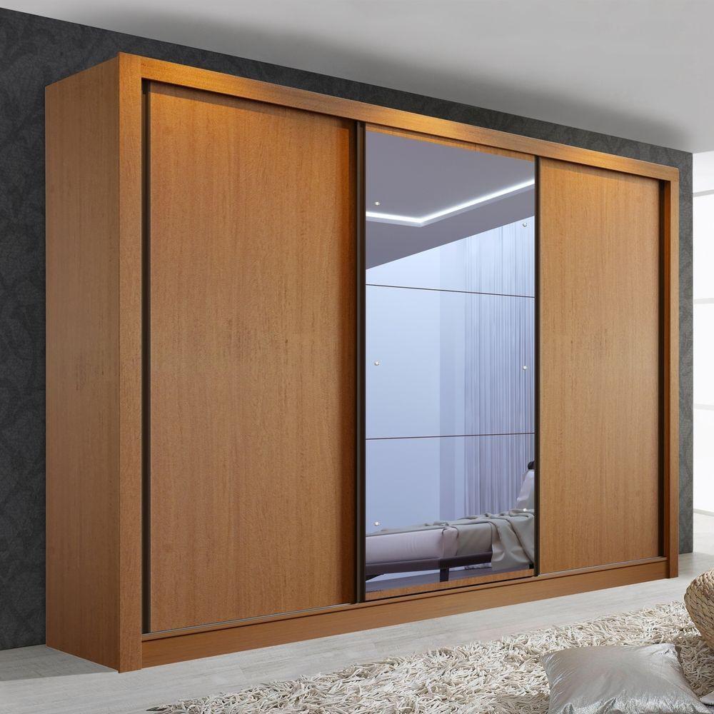 Guarda Roupa Casal Europa Com 3 Espelho 3 Portas Minastex Carvalho - 1