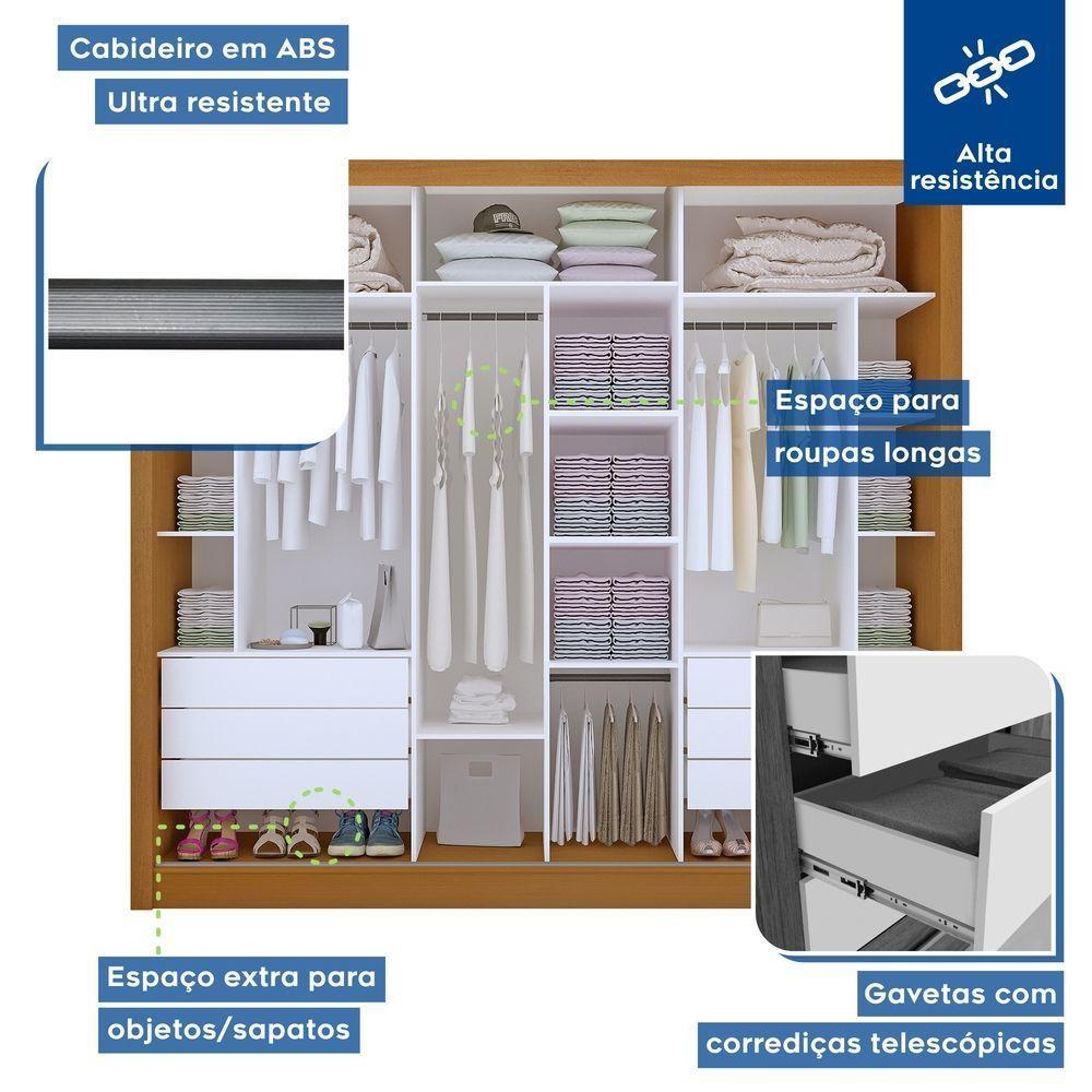 Guarda Roupa Casal Europa Com 3 Espelho 3 Portas Minastex Carvalho - 3