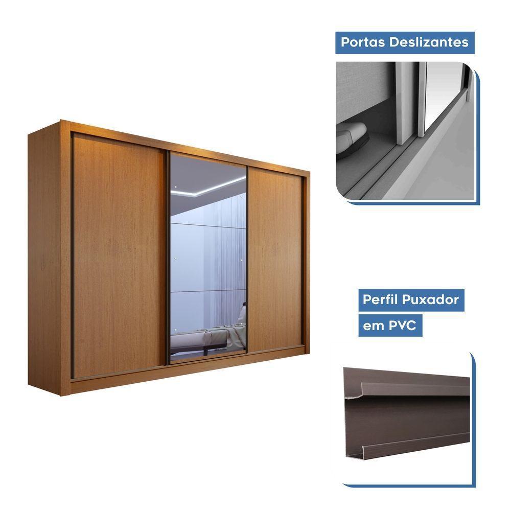 Guarda Roupa Casal Europa Com 3 Espelho 3 Portas Minastex Carvalho - 4