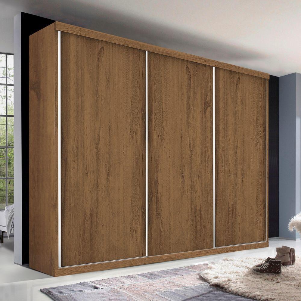 Guarda Roupa Casal 3 Portas De Correr 4 Gavetas Cronos Minastex Freijó - 2