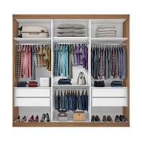 Guarda Roupa Casal 3 Portas De Correr 4 Gavetas Cronos Minastex Freijó - 3