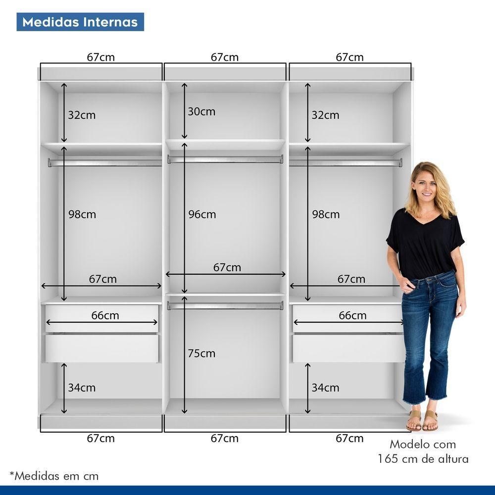 Guarda Roupa Casal 3 Portas De Correr 4 Gavetas Cronos Minastex Branco - 3