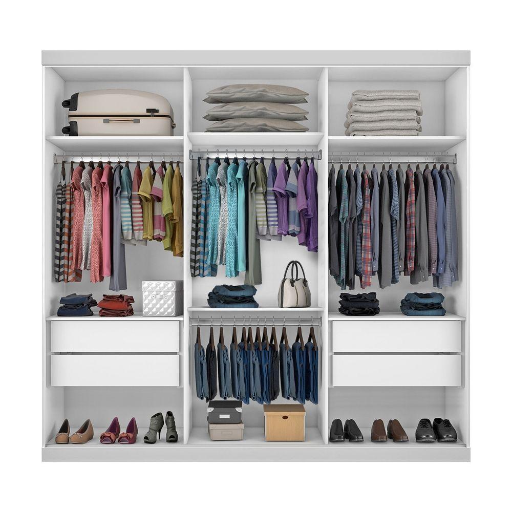 Guarda Roupa Casal 3 Portas De Correr 4 Gavetas Cronos Minastex Branco - 8