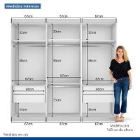 Guarda Roupa Casal 3 Portas De Correr 4 Gavetas Cronos Minastex Branco - 3