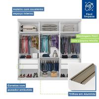 Guarda Roupa Casal 3 Portas De Correr 4 Gavetas Cronos Minastex Branco