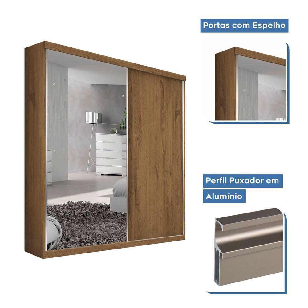 Guarda Roupa Solteiro 2 Portas De Correr 2 Gavetas E 3 Espelhos Plus Minastex Freijó - 6