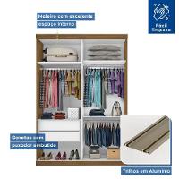 Guarda Roupa Solteiro 2 Portas De Correr 2 Gavetas E 3 Espelhos Plus Minastex Freijó