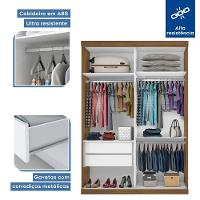 Guarda Roupa Solteiro 2 Portas De Correr 2 Gavetas E 3 Espelhos Plus Minastex Freijó - 5