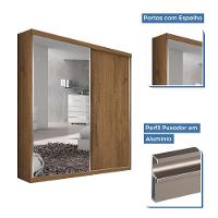 Guarda Roupa Solteiro 2 Portas De Correr 2 Gavetas E 3 Espelhos Plus Minastex Freijó - 6