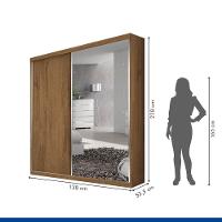 Guarda Roupa Solteiro 2 Portas De Correr 2 Gavetas E 3 Espelhos Plus Minastex Freijó - 7