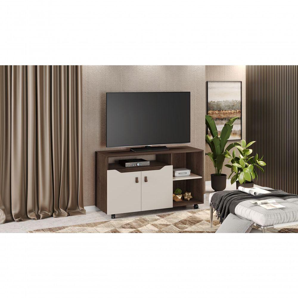 Rack Para Tv Até 49' Com 2 Portas Seleto - Jcm Movelaria Café-off White - 3