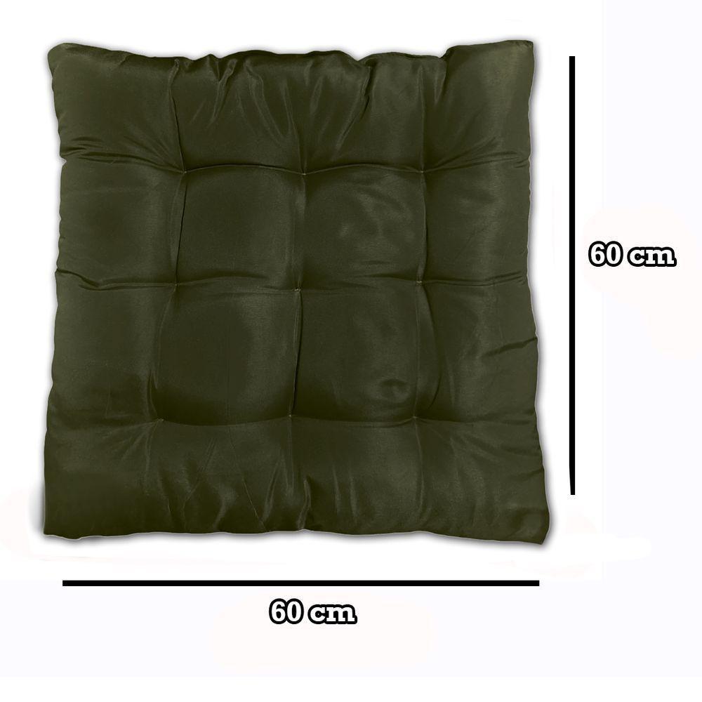 Almofada Futon Assento Decoração 60x60cm Flat Vários Modelos Verde Musgo - 3