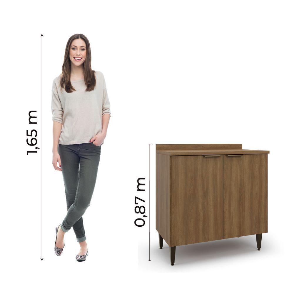 Balcão De Cozinha Duplo Com Tampo 2 Portas 0,80m Nogal Paris Batrol Nogal - 2