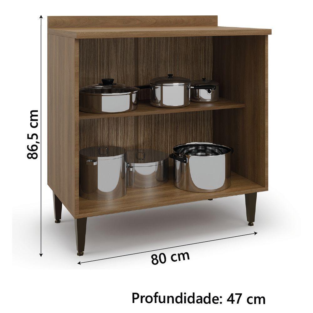 Balcão De Cozinha Duplo Com Tampo 2 Portas 0,80m Nogal Paris Batrol Nogal - 4