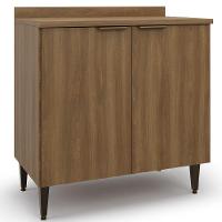 Balcão De Cozinha Duplo Com Tampo 2 Portas 0,80m Nogal Paris Batrol Nogal - 1