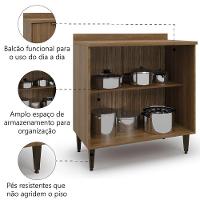 Balcão De Cozinha Duplo Com Tampo 2 Portas 0,80m Nogal Paris Batrol Nogal - 3