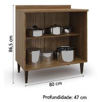 Balcão De Cozinha Duplo Com Tampo 2 Portas 0,80m Nogal Paris Batrol Nogal - 4