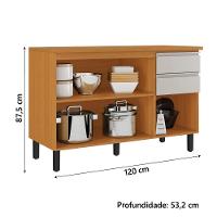 Balcão De Cozinha Triplo Com Tampo 3 Portas 2 Gavetas 1,20m Cinamomo-off White Namur Itatiaia Cinamo-off - 4