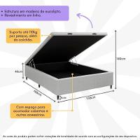 Base Cama Box Baú Casal Para Colchão 138x188cm Multimóveis Cr35239 Cinza - 3