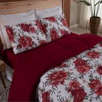 Coberdrom Solteiro Em Malha De Algodão Fio Penteado Vermelho - 3