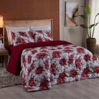 Coberdrom Solteiro Em Malha De Algodão Fio Penteado Vermelho - 4