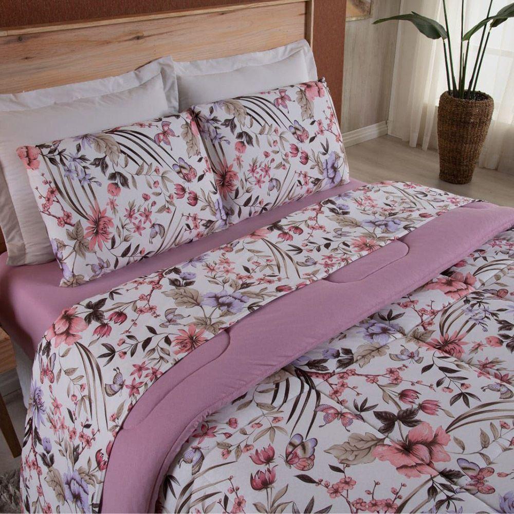 Coberdrom Queen Em Malha De Algodão Fio Penteado - Rosê - 3