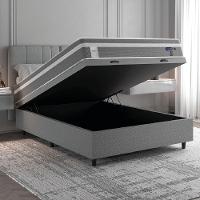 Cama Box Baú Colchão Casal Molas Ensacadas Euro In Up 138x188x67cm Cinza - Branco Probel Cinza-bran - 3