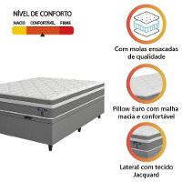 Cama Box Baú Colchão Casal Molas Ensacadas Euro In Up 138x188x67cm Cinza - Branco Probel Cinza-bran - 5