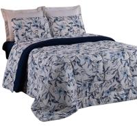 Coberdrom Queen Em Malha De Algodão Fio Penteado - Azul - 1