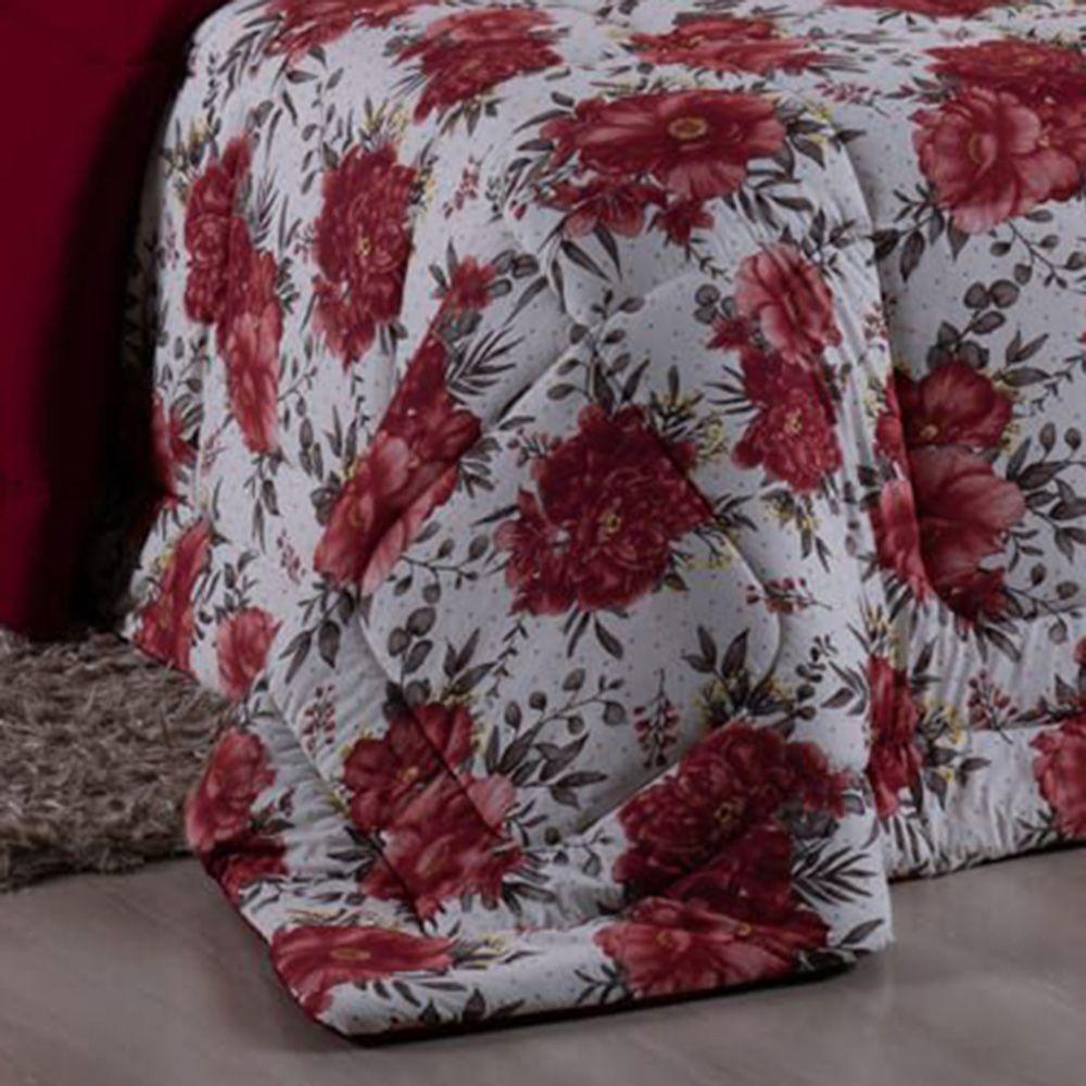 Coberdrom King Em Malha De Algodão Fio Penteado - Vermelho - 2