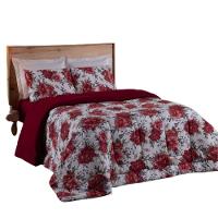 Coberdrom King Em Malha De Algodão Fio Penteado - Vermelho - 1