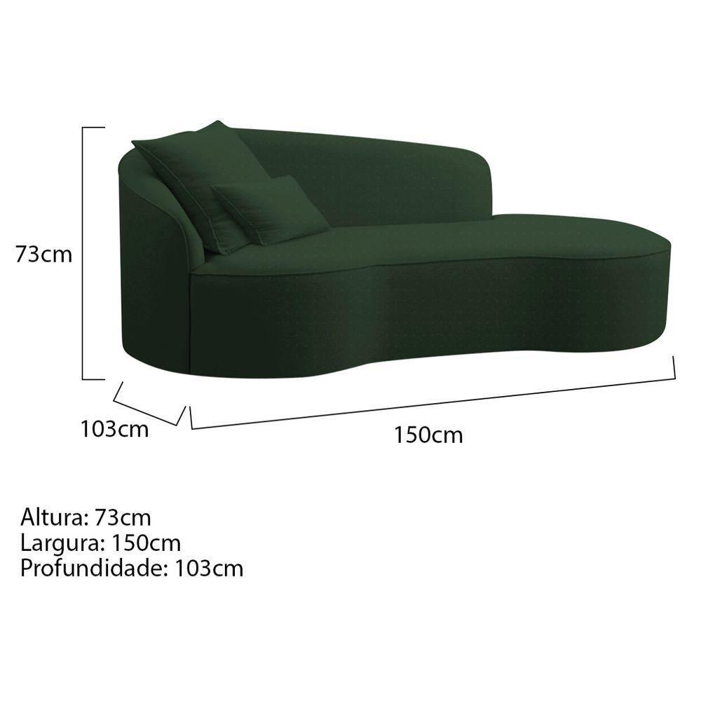 Divã Recamier Curvo Sala De Estar Inglaterra 150cm Lado Esquerdo Linho Verde - 5