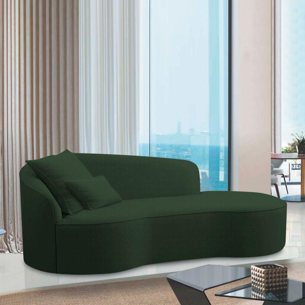 Divã Recamier Curvo Sala De Estar Inglaterra 150cm Lado Esquerdo Linho Verde - 6