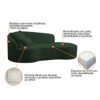 Divã Recamier Curvo Sala De Estar Inglaterra 150cm Lado Esquerdo Linho Verde - 7