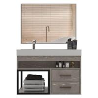 Gabinete Banheiro Com Cuba E Espelheira 80cm Multimóveis Vcr10071 - Marmo Crema Marmo Crema - 2