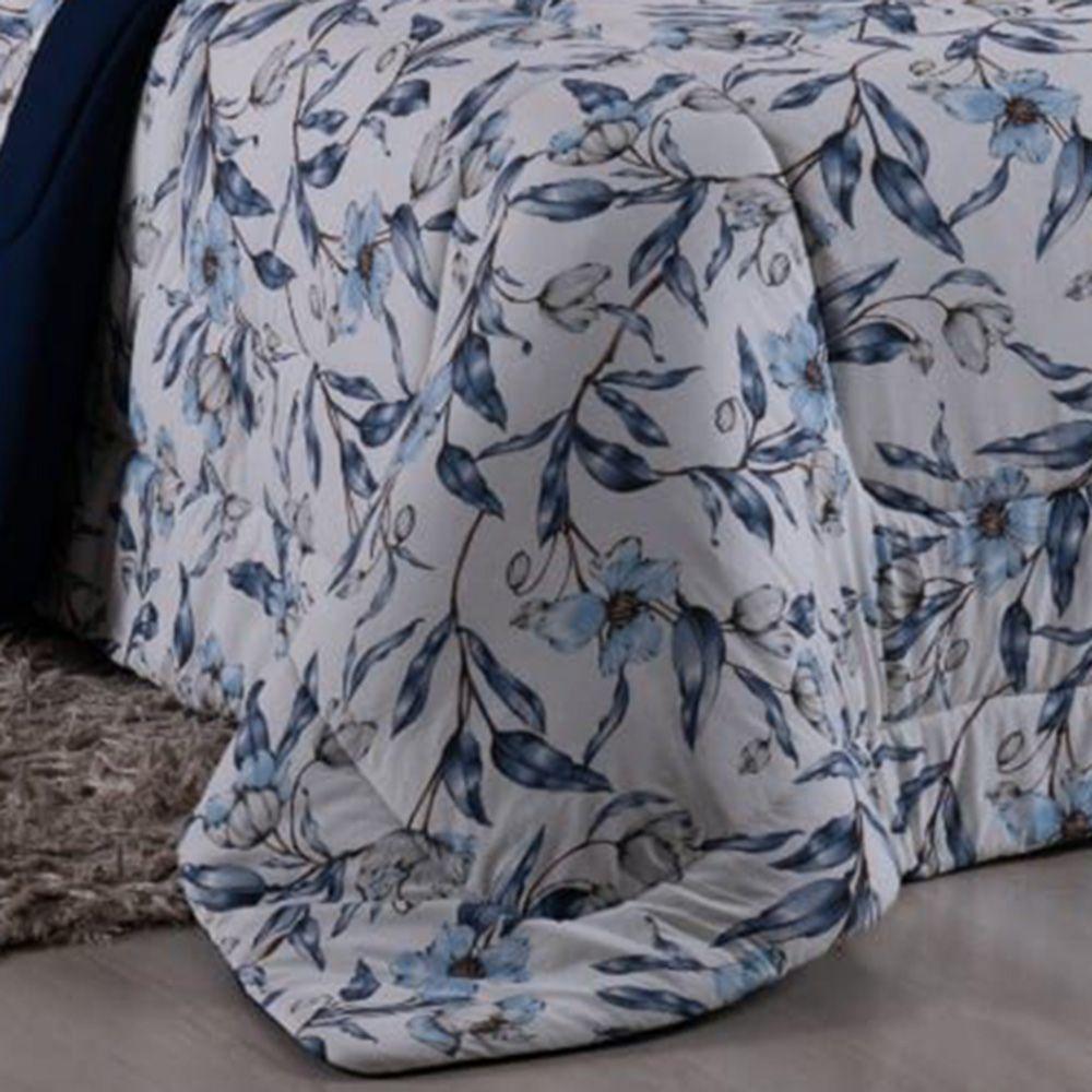 Edredom Coberdrom Em Malha 100% Algodão Fio Penteado - Azul - 2