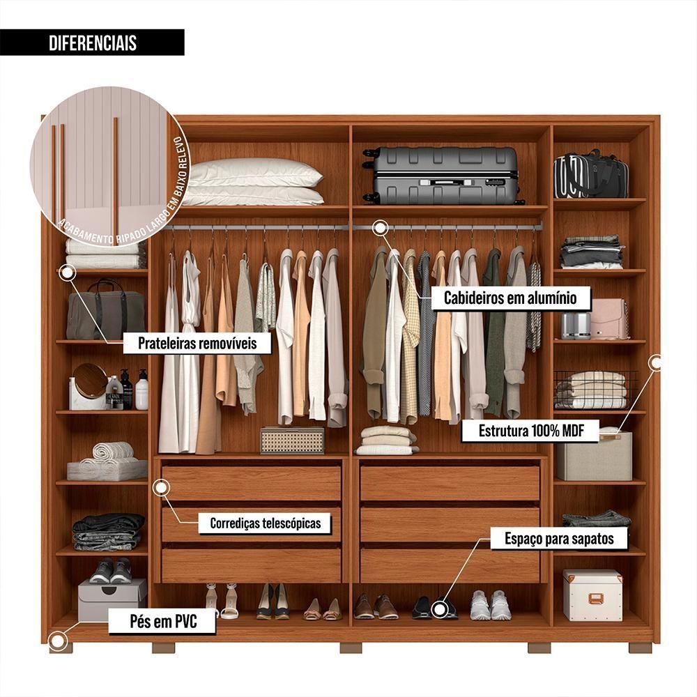 Guarda Roupa Para Casal Quintus 6 Portas 6 Gavetas Caemmun - 3