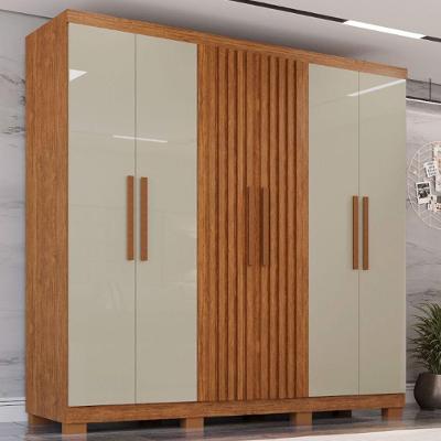 Guarda Roupa Com Ripado 6 Portas 4 Gavetas Sevilha Prime 100 Cinamomo/off/cinamomo