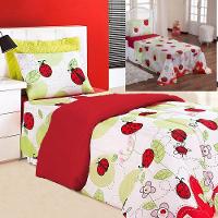 Kit Coordenado Edredom Com Lençol Solteiro Alegria Vermelho - 1