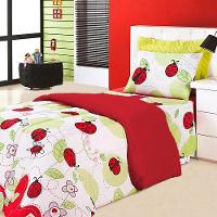 Kit Coordenado Edredom Com Lençol Solteiro Alegria Vermelho - 2