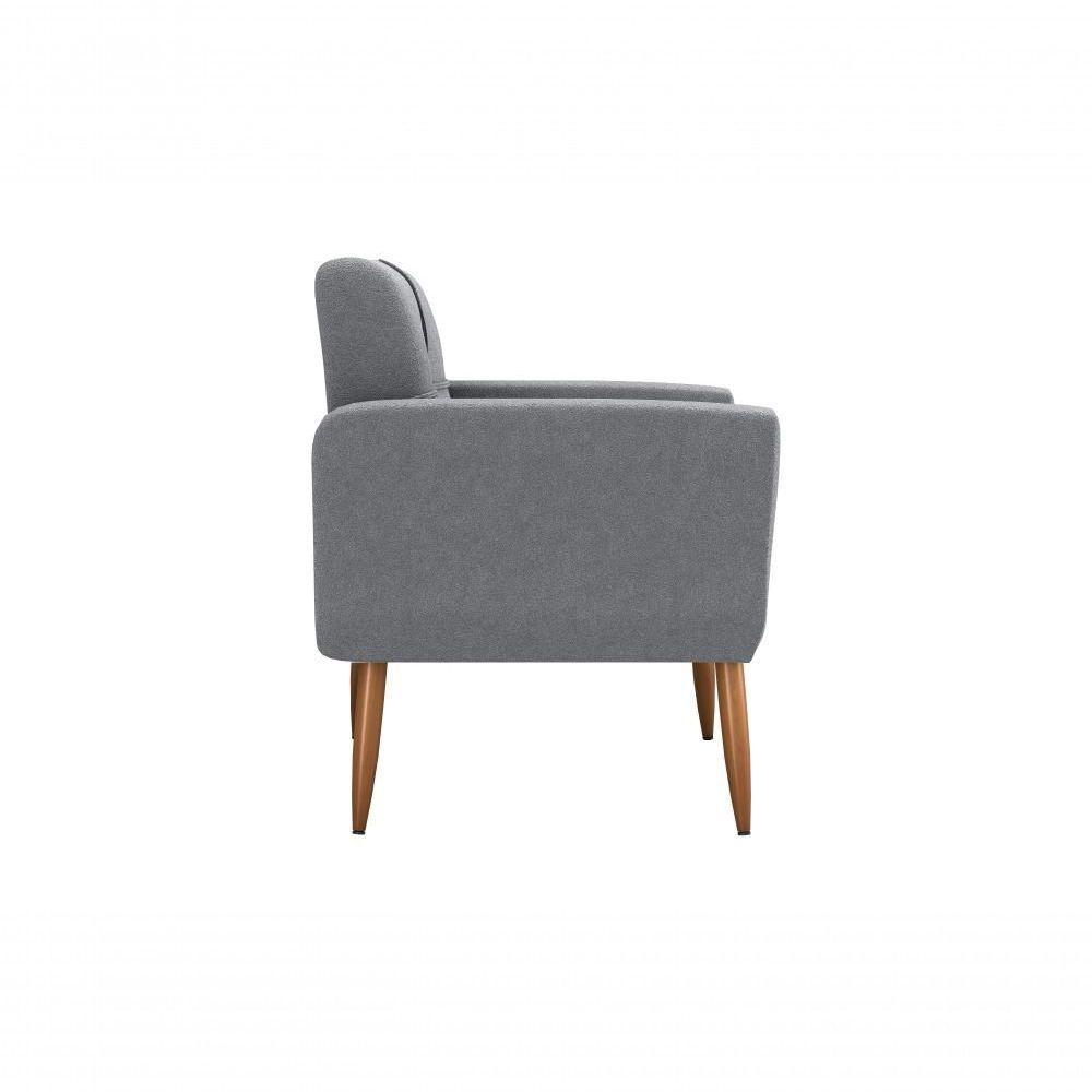 Kit Poltrona Decorativa Sala + Puff Havana Matrix Cinza - 3