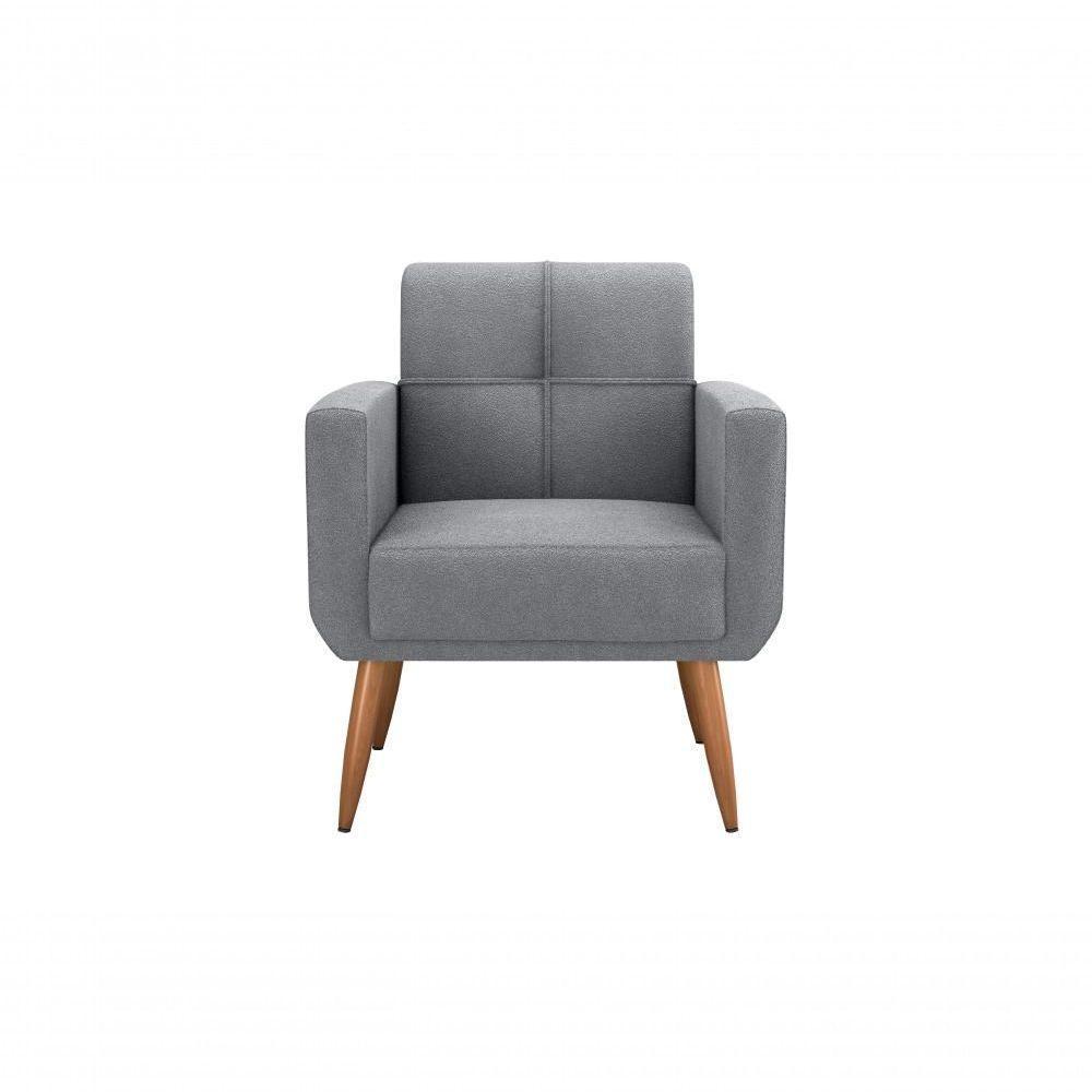 Kit Poltrona Decorativa Sala + Puff Havana Matrix Cinza - 7