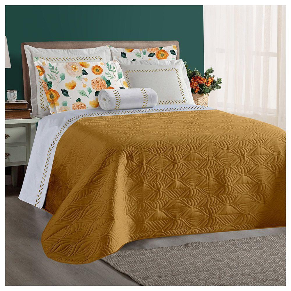 Kit Cobre Leito Com Lençol Montenegro Queen 8 Peças Mostarda - 1