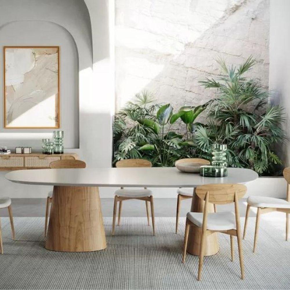 Mesa De Jantar Orgânica 180x100cm Base Carvalho Tampo Laca - 4