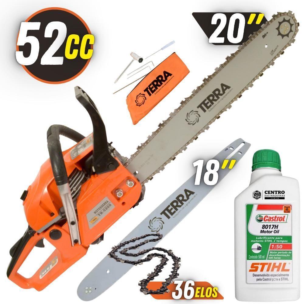 Motosserra Terra Mt520 C/ Sabres 20” E 18” + óleo Stihl 2t - 7